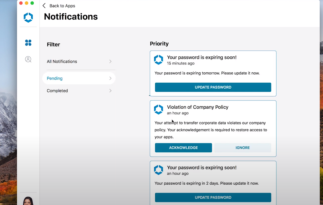 screenshot of Workspace ONE Intelligent Hub